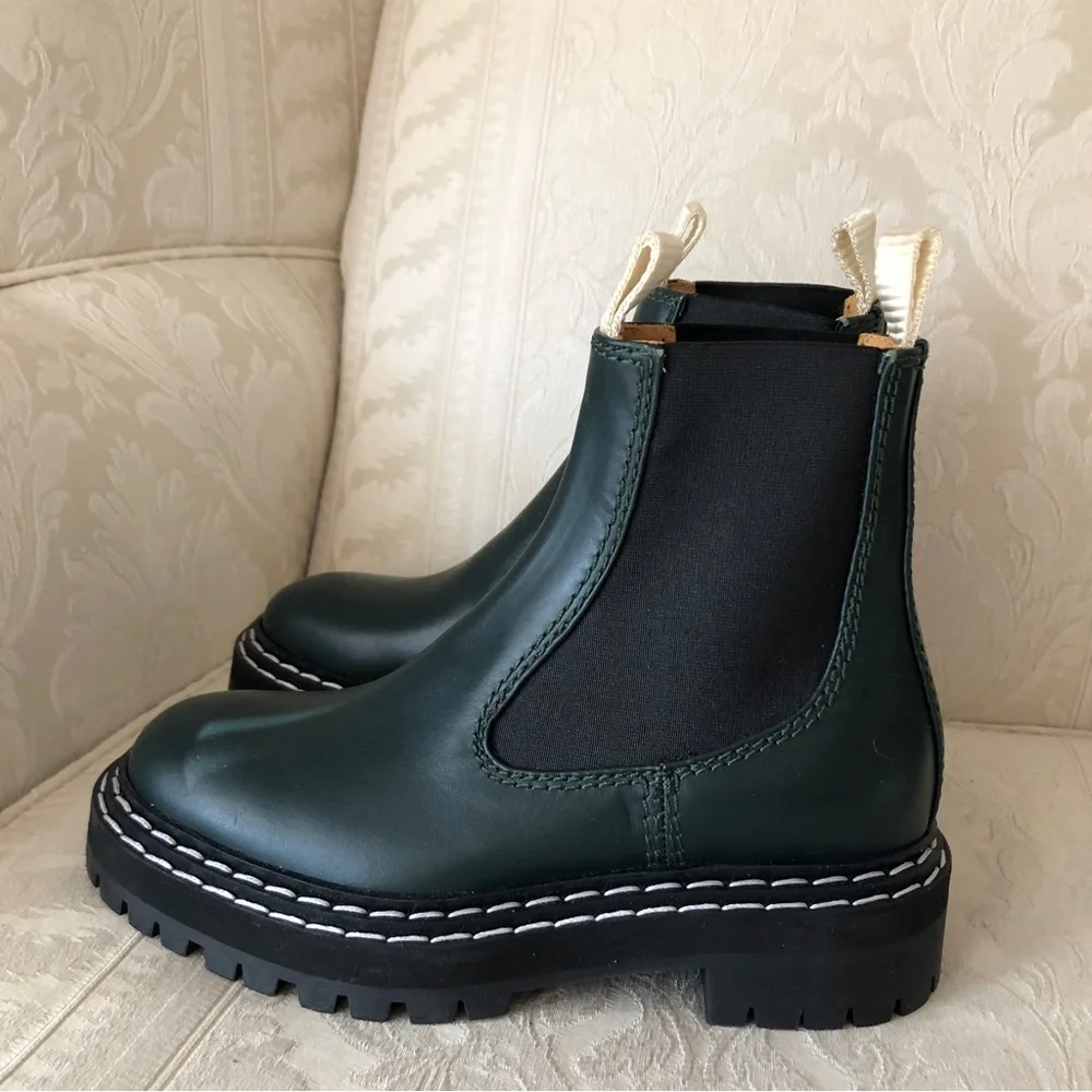 $895 Proenza schouler lug Chelsea boots contrast welt stitches size 36.5